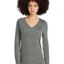 District Womens Perfect Tri Long Sleeve V-Neck T-Shirt - Heather Charcoal Grey