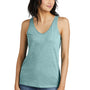District Womens Perfect Blend CVC V-Neck Tank Top - Heather Eucalyptus Blue
