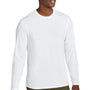 District Mens Perfect Weight CVC Long Sleeve Crewneck T-Shirt - Bright White