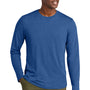 District Mens Perfect Weight CVC Long Sleeve Crewneck T-Shirt - Heather Deep Royal Blue
