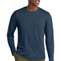 District Mens Perfect Weight CVC Long Sleeve Crewneck T-Shirt - Heather Navy Blue