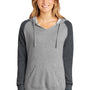 District Womens Fleece Hooded Sweatshirt Hoodie w/ Pouch Pocket - Heather Grey/Charcoal Grey