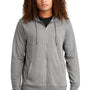 District Mens French Terry Full Zip Hooded Sweatshirt Hoodie w/ Pockets - Heather Light Grey