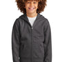 District Youth V.I.T. Fleece Full Zip Hooded Sweatshirt Hoodie w/ Pockets - Heather Charcoal Grey