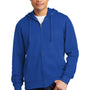 District Mens Very Important Fleece Full Zip Hooded Sweatshirt Hoodie w/ Pockets - Deep Royal Blue