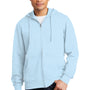 District Mens Very Important Fleece Full Zip Hooded Sweatshirt Hoodie w/ Pockets - Ice Blue
