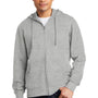 District Mens Very Important Fleece Full Zip Hooded Sweatshirt Hoodie w/ Pockets - Heather Light Grey