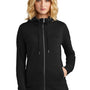 District Womens French Terry Full Zip Hooded Sweatshirt Hoodie w/ Pockets - Black