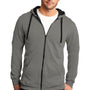 District Mens The Concert Fleece Full Zip Hooded Sweatshirt Hoodie w/ Pockets - Grey