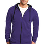 District Mens The Concert Fleece Full Zip Hooded Sweatshirt Hoodie w/ Pockets - Purple
