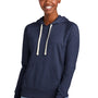 District Womens Re-Fleece Hooded Sweatshirt Hoodie w/ Pouch Pocket - Heather Navy Blue