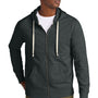 District Mens Re-Fleece Full Zip Hooded Sweatshirt Hoodie w/ Pockets - Heather Charcoal Grey