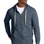 District Mens Re-Fleece Full Zip Hooded Sweatshirt Hoodie w/ Pockets - Heather Navy Blue