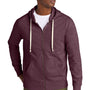 District Mens Re-Fleece Full Zip Hooded Sweatshirt Hoodie w/ Pockets - Heather Maroon
