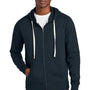 District Mens Re-Fleece Full Zip Hooded Sweatshirt Hoodie w/ Pockets - True Navy Blue
