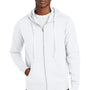 District Mens Re-Fleece Full Zip Hooded Sweatshirt Hoodie w/ Pockets - White - NEW