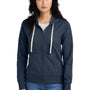 District Womens Re-Fleece Full Zip Hooded Sweatshirt Hoodie w/ Pockets - Heather Navy Blue
