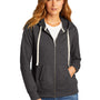 District Womens Re-Fleece Full Zip Hooded Sweatshirt Hoodie w/ Pockets - Heather Charcoal Grey