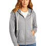 District Womens Re-Fleece Full Zip Hooded Sweatshirt Hoodie w/ Pockets - Heather Light Grey