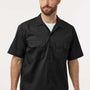 Dickies Mens Moisture Wicking Short Sleeve Button Down Work Shirt w/ Double Pockets - Black