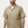 Dickies Mens Moisture Wicking Short Sleeve Button Down Work Shirt w/ Double Pockets - Khaki