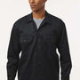 Dickies Mens Moisture Wicking Long Sleeve Button Down Work Shirt w/ Double Pockets - Black