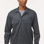 Dickies Mens Moisture Wicking Long Sleeve Button Down Work Shirt w/ Double Pockets - Charcoal Grey