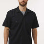 Dickies Mens Industrial Wrinkle Resistant Short Sleeve Button Down Work Shirt w/ Double Pockets - Black