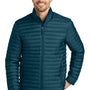 Eddie Bauer Mens Packable Quilted Water Resistant Full Zip Jacket - Adriatic Blue