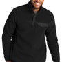 Port Authority Mens Camp Fleece 1/4 Snap Sweatshirt w/ Pockets - Deep Black