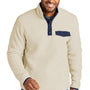 Port Authority Mens Camp Fleece 1/4 Snap Sweatshirt w/ Pockets - Oat/Dress Navy Blue