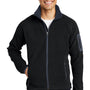 Port Authority Mens Full Zip Fleece Jacket - Black/Battleship Grey - Closeout