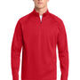 Sport-Tek Mens Sport-Wick Moisture Wicking Fleece 1/4 Zip Sweatshirt - Deep Red/Silver Grey
