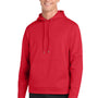 Sport-Tek Mens Sport-Wick Moisture Wicking Fleece Hooded Sweatshirt Hoodie w/ Pouch Pocket - Deep Red