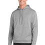 Sport-Tek Mens Sport-Wick Moisture Wicking Fleece Hooded Sweatshirt Hoodie w/ Pouch Pocket - Silver Grey