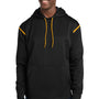 Sport-Tek Mens Tech Moisture Wicking Fleece Hooded Sweatshirt Hoodie w/ Pouch Pocket - Black/Gold