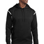 Sport-Tek Mens Tech Moisture Wicking Fleece Hooded Sweatshirt Hoodie w/ Pouch Pocket - Black/White