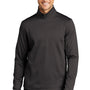 Port Authority Mens Diamond Fleece 1/4 Zip Sweatshirt - Heather Dark Charcoal Grey - Closeout