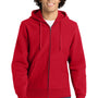 Sport-Tek Mens Fleece Full Zip Hooded Sweatshirt Hoodie w/ Pockets - Red