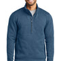 Port Authority Mens Arc Pill Resistant Sweater Fleece 1/4 Zip Jacket - Heather Insignia Blue