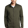Port Authority Mens Collective Striated Fleece Full Zip Jacket - Heather Deep Olive Green - Closeout