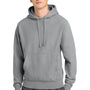 Champion Mens Reverse Weave Garment Dyed Hooded Sweatshirt Hoodie w/ Pouch Pocket - Concrete Grey