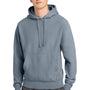 Champion Mens Reverse Weave Garment Dyed Hooded Sweatshirt Hoodie w/ Pouch Pocket - Saltwater Blue