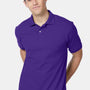 Hanes Mens EcoSmart Short Sleeve Polo Shirt - Purple