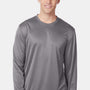 Hanes Mens Cool DRI Moisture Wicking Long Sleeve Crewneck T-Shirt - Graphite Grey