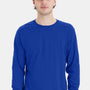 Hanes Mens Essential-T Long Sleeve Crewneck T-Shirt - Deep Royal Blue
