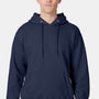 Hanes Mens Ultimate Cotton PrintPro XP Pill Resistant Hooded Sweatshirt Hoodie w/ Pouch Pocket - Navy Blue