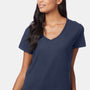 Hanes Womens Perfect-T Short Sleeve V-Neck T-Shirt - Navy Blue