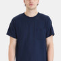 Hanes Mens Workwear UPF 50+ Short Sleeve Crewneck T-Shirt w/ Pocket - Navy Blue