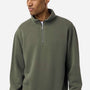 Independent Trading Company Mens Pigment Dyed 1/4 Zip Sweatshirt - Pigment Army Green - New